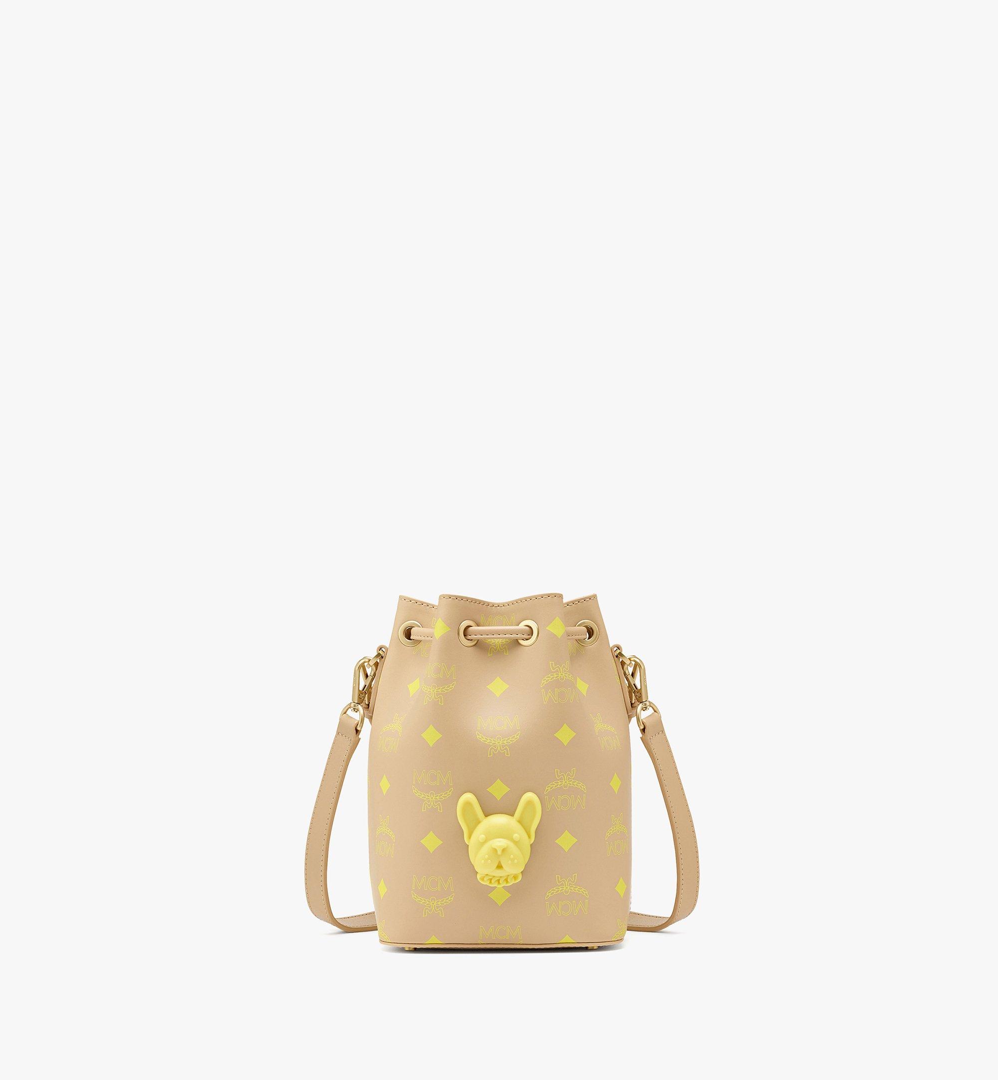M Pup Drawstring Bag in Color Splash Logo Leather 1